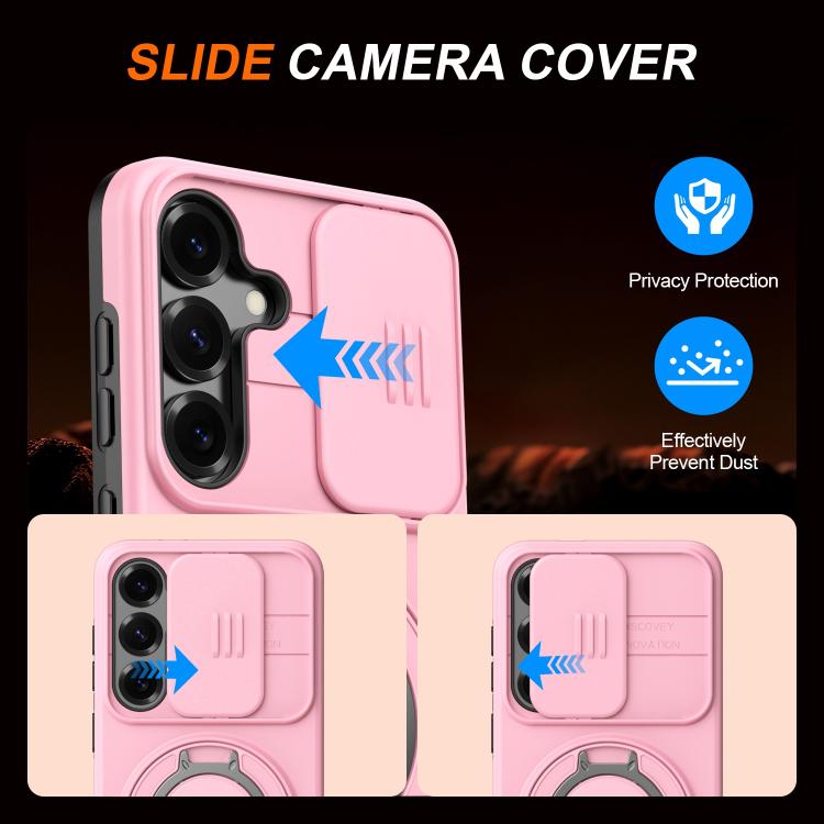 For Galaxy A55 5G Camera Sliding Shield Magnetic Rotation Holder Phone Case
