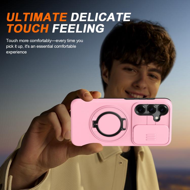 For Galaxy A55 5G Camera Sliding Shield Magnetic Rotation Holder Phone Case