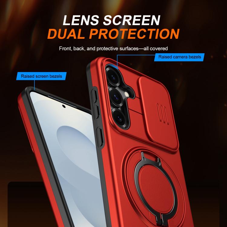 For Galaxy A55 5G Camera Sliding Shield Magnetic Rotation Holder Phone Case