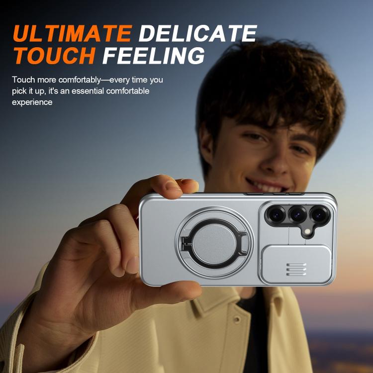 For Galaxy A55 5G Camera Sliding Shield Magnetic Rotation Holder Phone Case