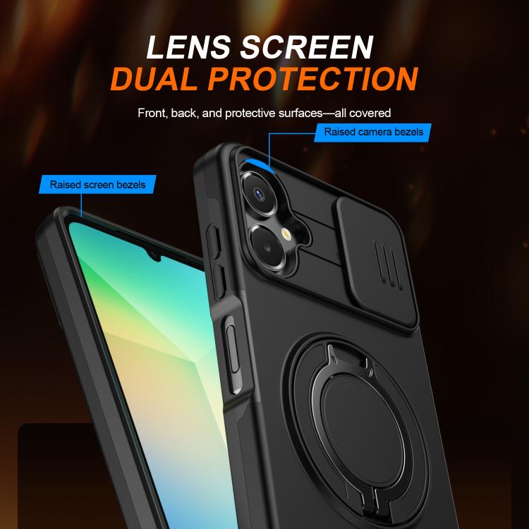 For Galaxy A06 / A07 4G Camera Sliding Shield Magnetic Rotation Holder Phone Case