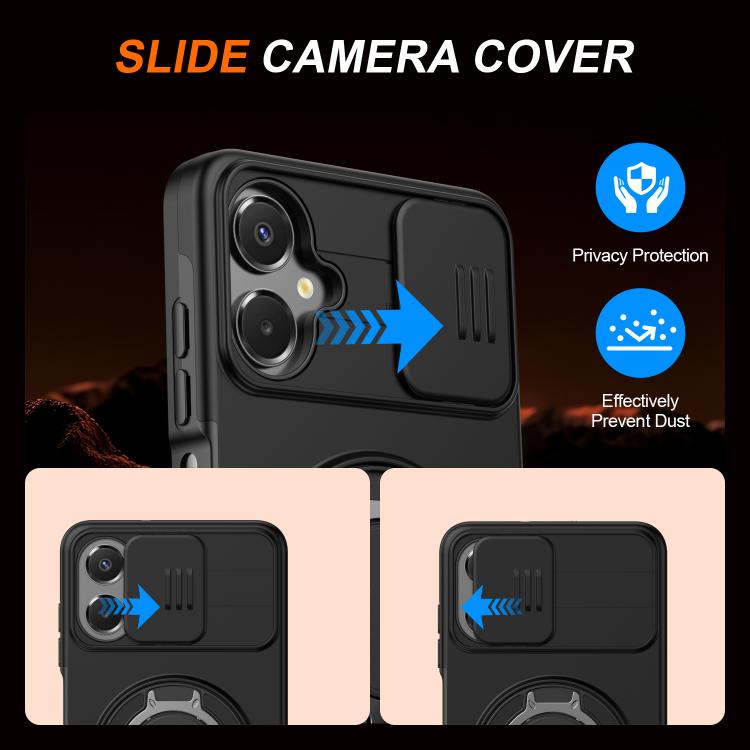 For Galaxy A06 / A07 4G Camera Sliding Shield Magnetic Rotation Holder Phone Case