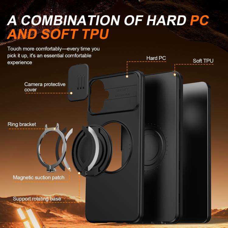 For Galaxy A06 / A07 4G Camera Sliding Shield Magnetic Rotation Holder Phone Case