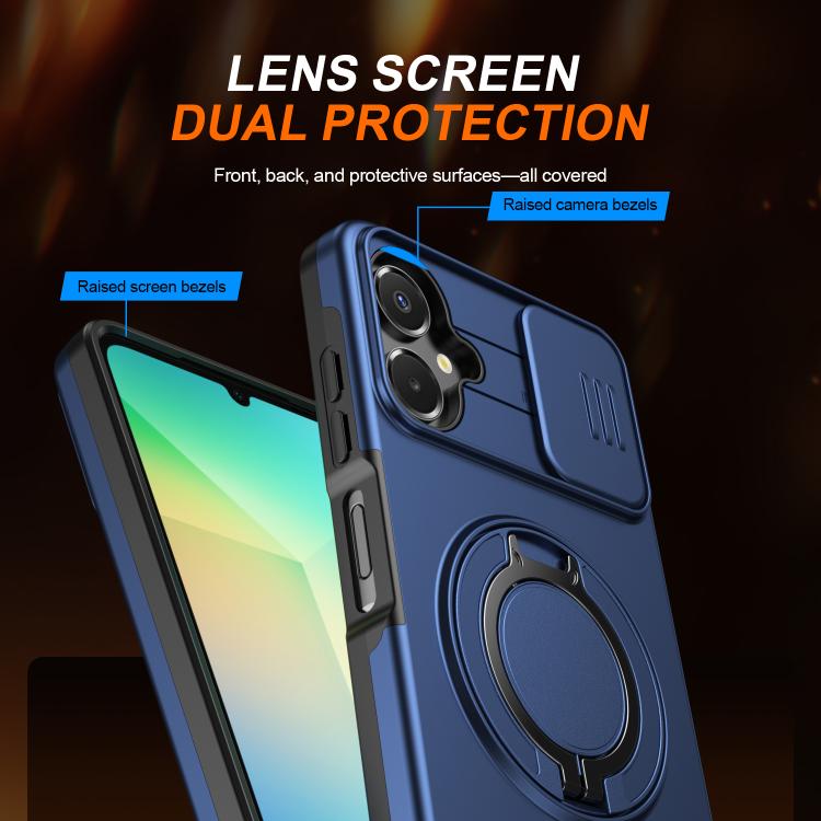 For Galaxy A06 / A07 4G Camera Sliding Shield Magnetic Rotation Holder Phone Case