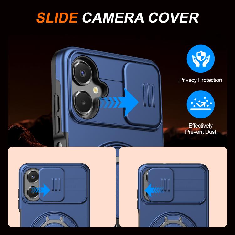 For Galaxy A06 / A07 4G Camera Sliding Shield Magnetic Rotation Holder Phone Case