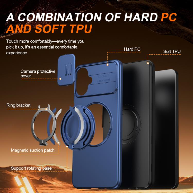 For Galaxy A06 / A07 4G Camera Sliding Shield Magnetic Rotation Holder Phone Case