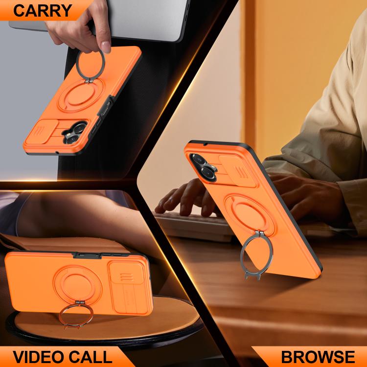 For Galaxy A06 / A07 4G Camera Sliding Shield Magnetic Rotation Holder Phone Case