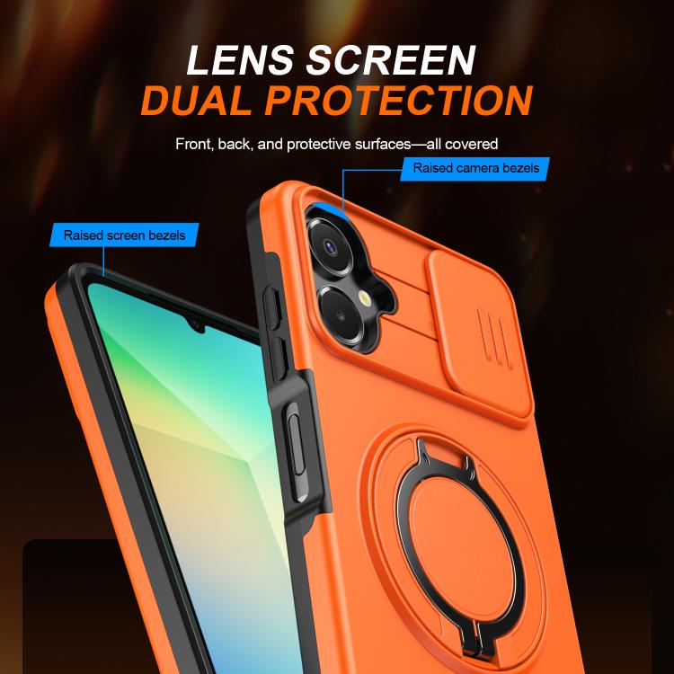 For Galaxy A06 / A07 4G Camera Sliding Shield Magnetic Rotation Holder Phone Case