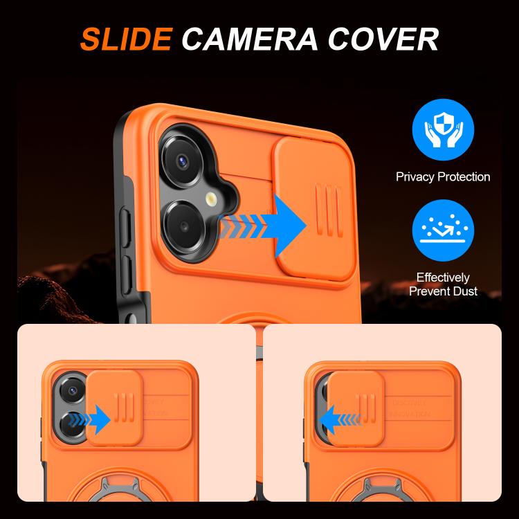 For Galaxy A06 / A07 4G Camera Sliding Shield Magnetic Rotation Holder Phone Case