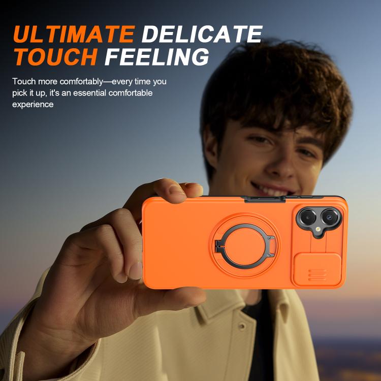 For Galaxy A06 / A07 4G Camera Sliding Shield Magnetic Rotation Holder Phone Case