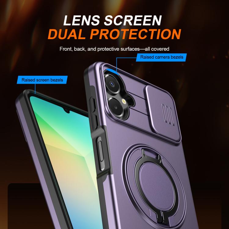 For Galaxy A06 / A07 4G Camera Sliding Shield Magnetic Rotation Holder Phone Case