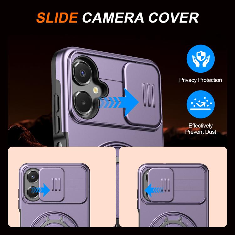 For Galaxy A06 / A07 4G Camera Sliding Shield Magnetic Rotation Holder Phone Case