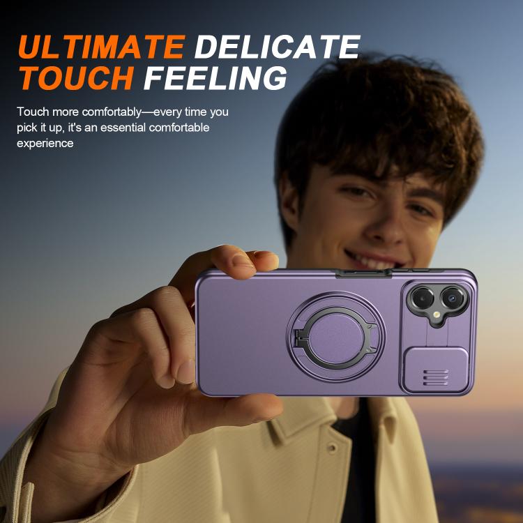 For Galaxy A06 / A07 4G Camera Sliding Shield Magnetic Rotation Holder Phone Case