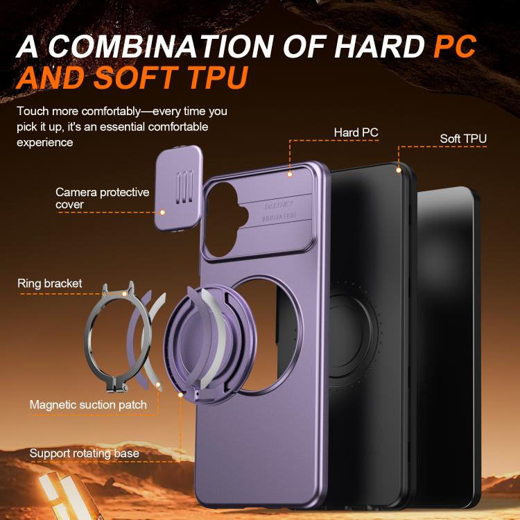 For Galaxy A06 / A07 4G Camera Sliding Shield Magnetic Rotation Holder Phone Case