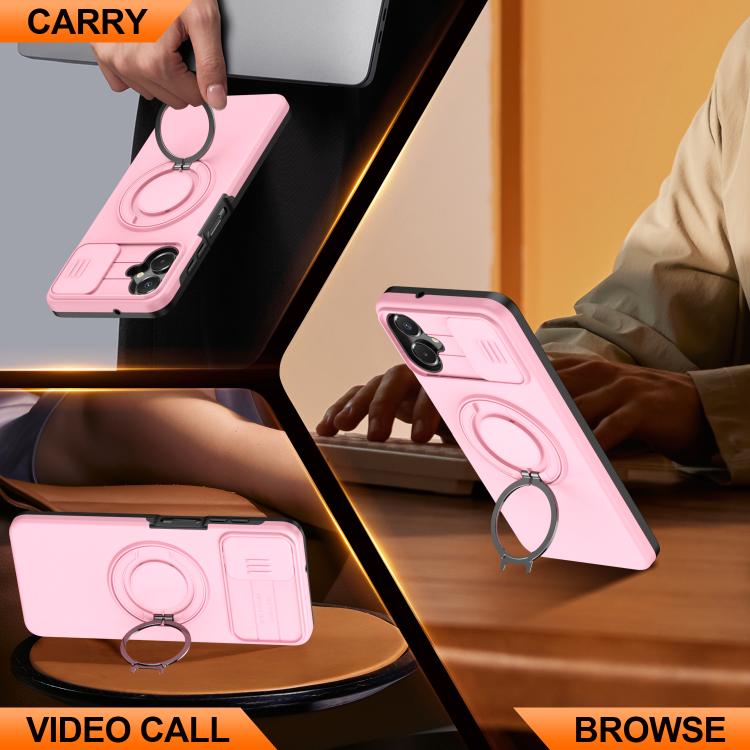 For Galaxy A06 / A07 4G Camera Sliding Shield Magnetic Rotation Holder Phone Case
