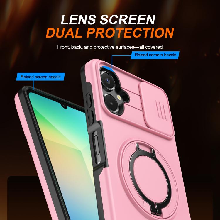 For Galaxy A06 / A07 4G Camera Sliding Shield Magnetic Rotation Holder Phone Case