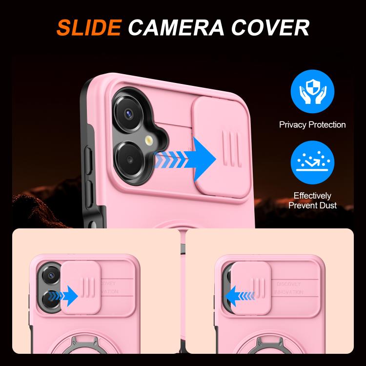 For Galaxy A06 / A07 4G Camera Sliding Shield Magnetic Rotation Holder Phone Case