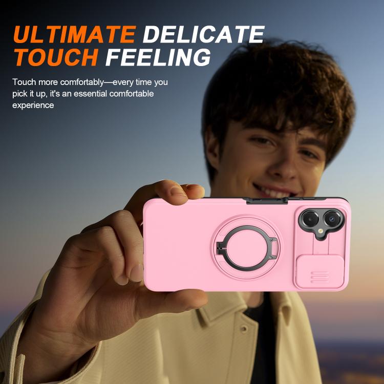 For Galaxy A06 / A07 4G Camera Sliding Shield Magnetic Rotation Holder Phone Case