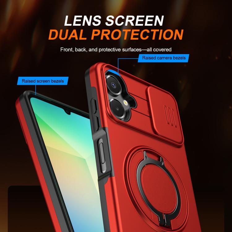 For Galaxy A06 / A07 4G Camera Sliding Shield Magnetic Rotation Holder Phone Case