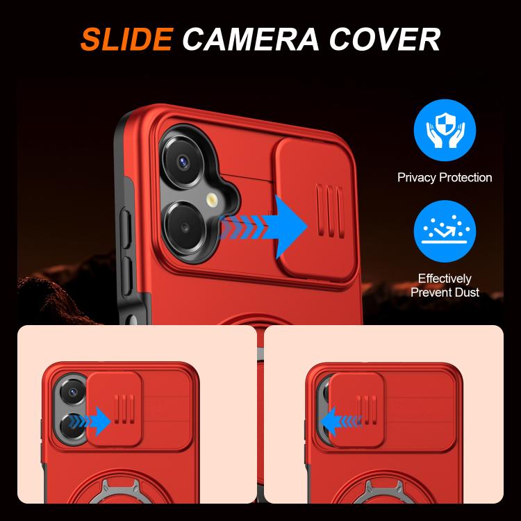 For Galaxy A06 / A07 4G Camera Sliding Shield Magnetic Rotation Holder Phone Case
