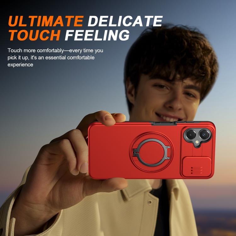 For Galaxy A06 / A07 4G Camera Sliding Shield Magnetic Rotation Holder Phone Case