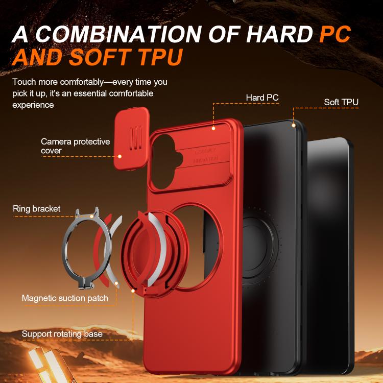 For Galaxy A06 / A07 4G Camera Sliding Shield Magnetic Rotation Holder Phone Case