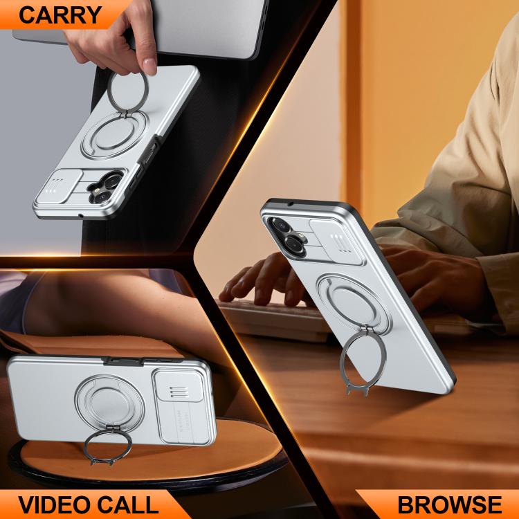 For Galaxy A06 / A07 4G Camera Sliding Shield Magnetic Rotation Holder Phone Case