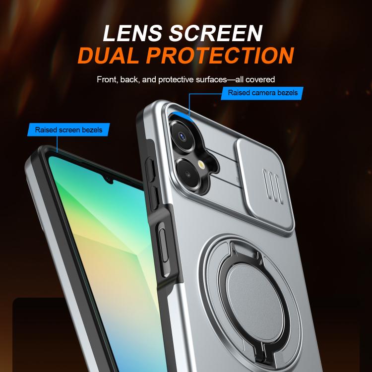 For Galaxy A06 / A07 4G Camera Sliding Shield Magnetic Rotation Holder Phone Case