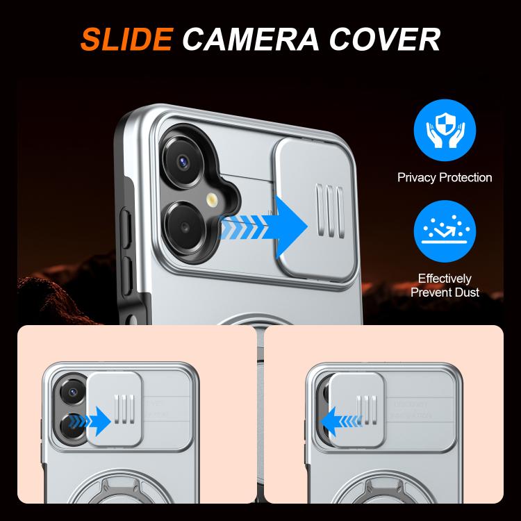 For Galaxy A06 / A07 4G Camera Sliding Shield Magnetic Rotation Holder Phone Case
