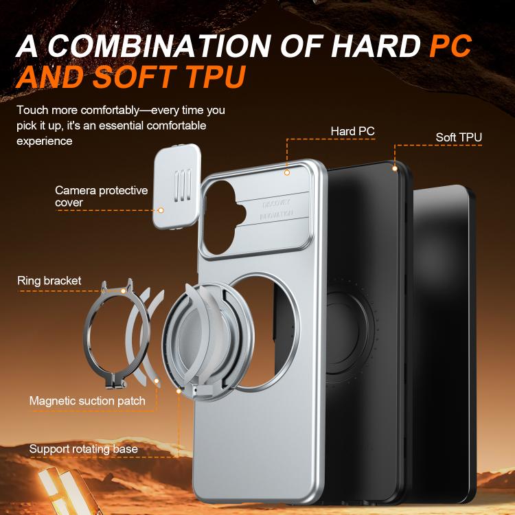For Galaxy A06 / A07 4G Camera Sliding Shield Magnetic Rotation Holder Phone Case