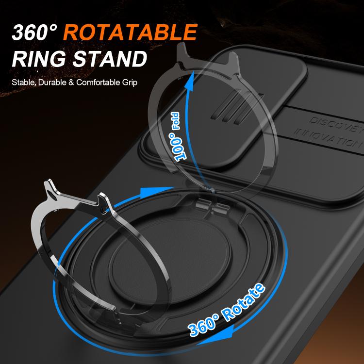 For Galaxy A16 / A17 / A26 Camera Sliding Shield Magnetic Rotation Holder Phone Case
