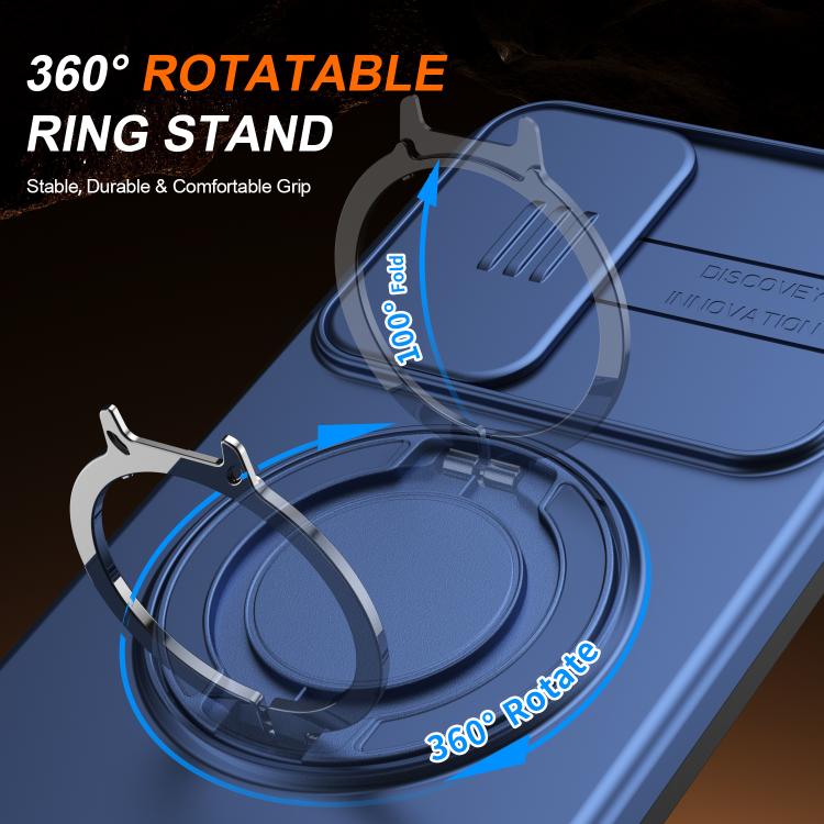 For Galaxy A16 / A17 / A26 Camera Sliding Shield Magnetic Rotation Holder Phone Case