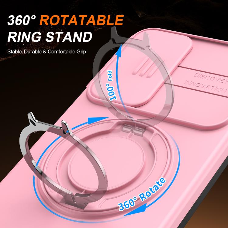 For Galaxy A16 / A17 / A26 Camera Sliding Shield Magnetic Rotation Holder Phone Case