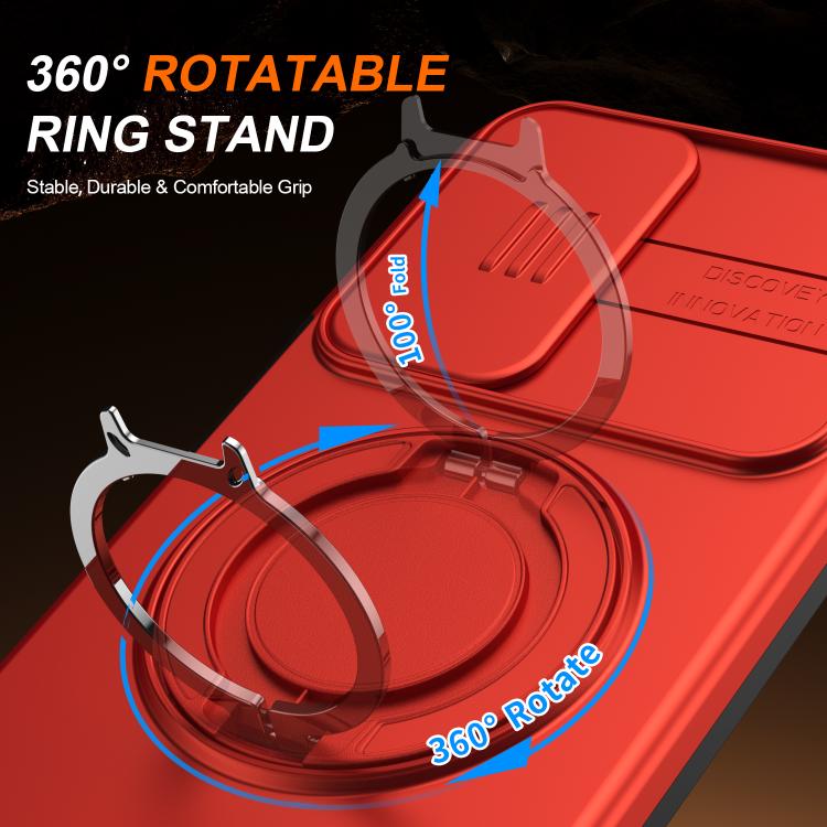For Galaxy A16 / A17 / A26 Camera Sliding Shield Magnetic Rotation Holder Phone Case