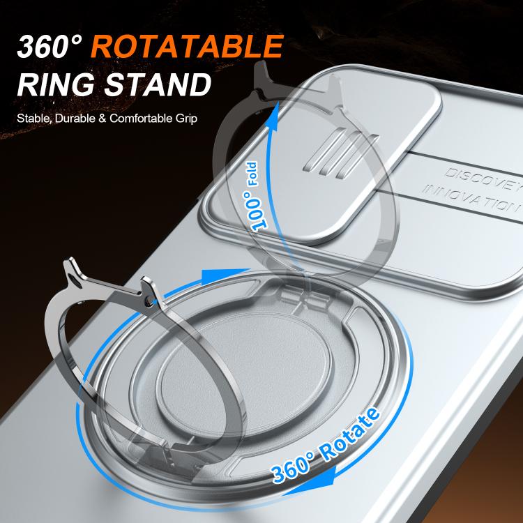 For Galaxy A16 / A17 / A26 Camera Sliding Shield Magnetic Rotation Holder Phone Case