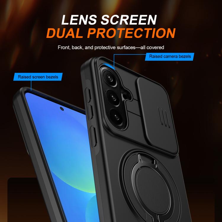 For Galaxy A37 5G / A36 5G Camera Sliding Shield Magnetic Rotation Holder Phone Case
