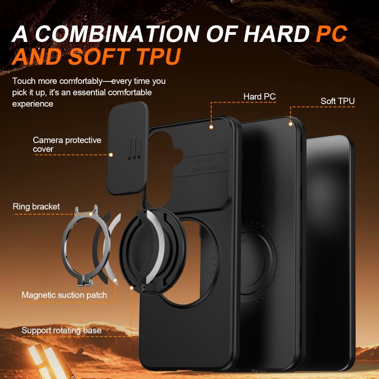 For Galaxy A37 5G / A36 5G Camera Sliding Shield Magnetic Rotation Holder Phone Case