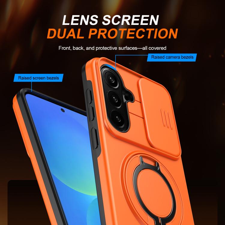 For Galaxy A37 5G / A36 5G Camera Sliding Shield Magnetic Rotation Holder Phone Case