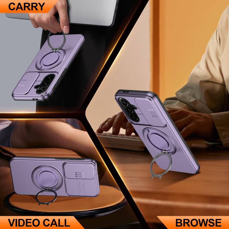 For Galaxy A37 5G / A36 5G Camera Sliding Shield Magnetic Rotation Holder Phone Case