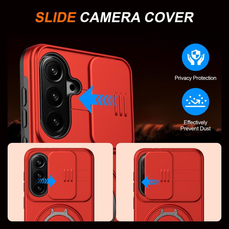 For Galaxy A37 5G / A36 5G Camera Sliding Shield Magnetic Rotation Holder Phone Case