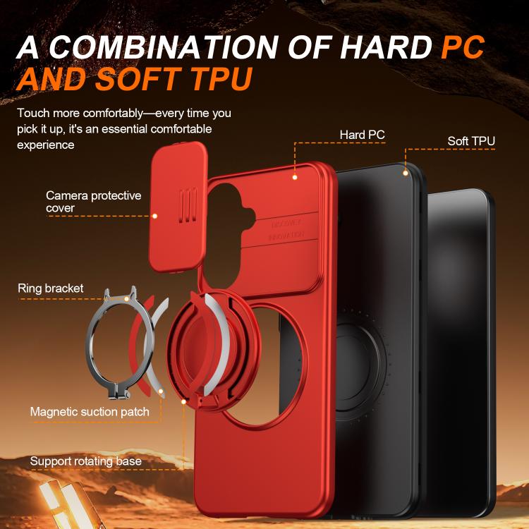 For Galaxy A37 5G / A36 5G Camera Sliding Shield Magnetic Rotation Holder Phone Case