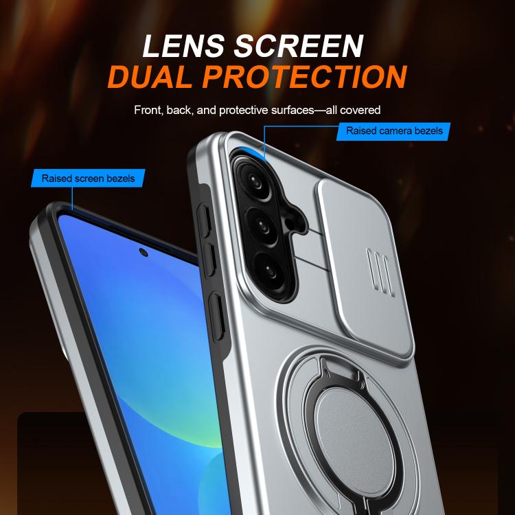 For Galaxy A37 5G / A36 5G Camera Sliding Shield Magnetic Rotation Holder Phone Case