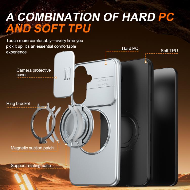 For Galaxy A37 5G / A36 5G Camera Sliding Shield Magnetic Rotation Holder Phone Case