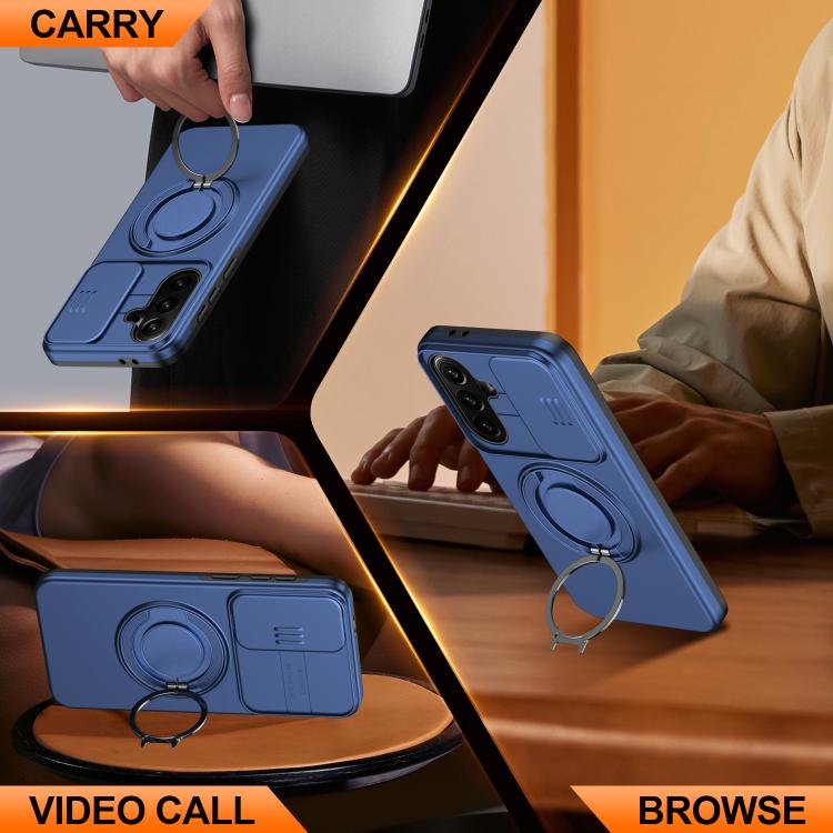 For Galaxy A57 5G Camera Sliding Shield Magnetic Rotation Holder Phone Case