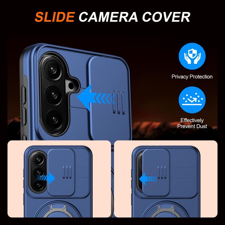 For Galaxy A57 5G Camera Sliding Shield Magnetic Rotation Holder Phone Case