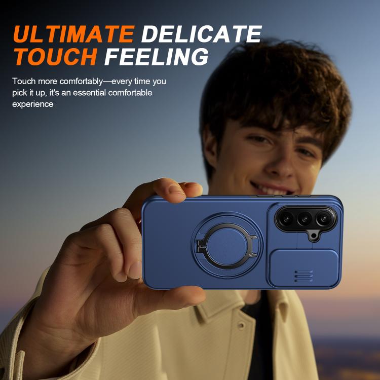 For Galaxy A57 5G Camera Sliding Shield Magnetic Rotation Holder Phone Case