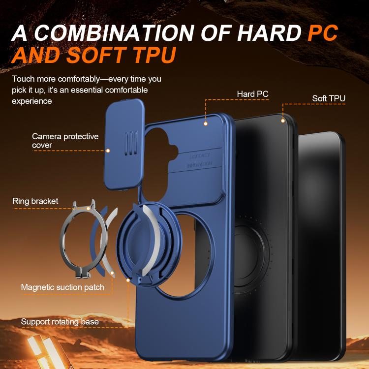 For Galaxy A57 5G Camera Sliding Shield Magnetic Rotation Holder Phone Case