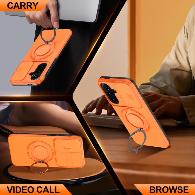 For Galaxy A57 5G Camera Sliding Shield Magnetic Rotation Holder Phone Case