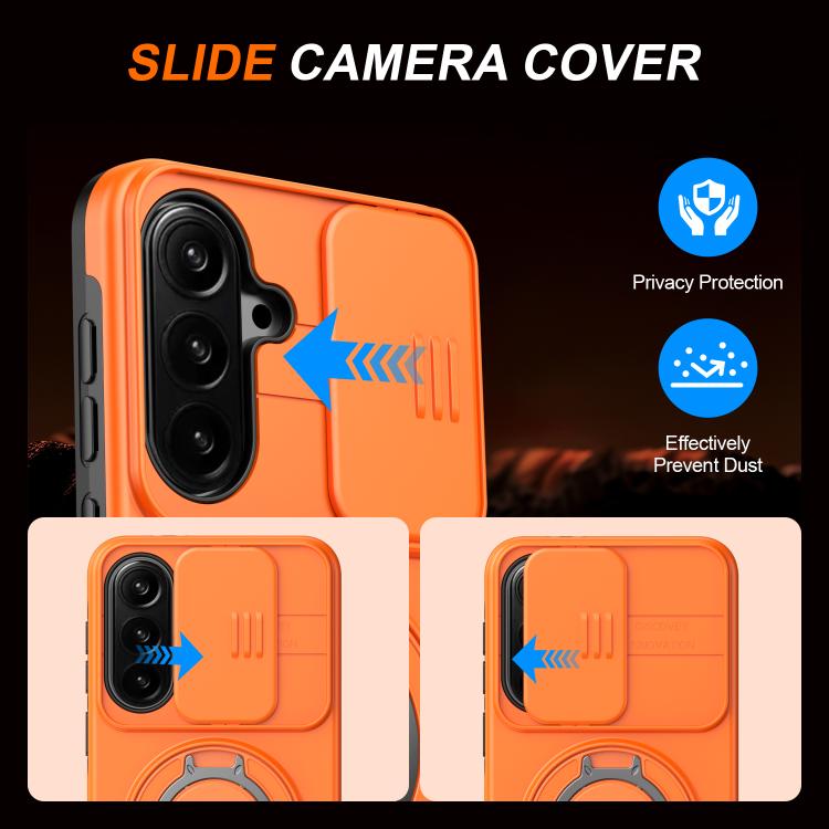For Galaxy A57 5G Camera Sliding Shield Magnetic Rotation Holder Phone Case
