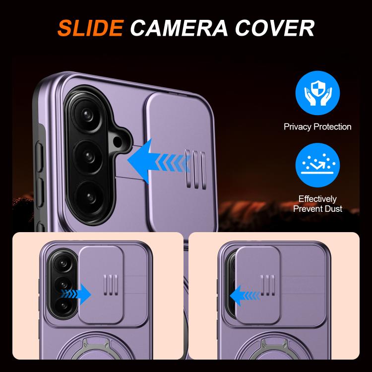For Galaxy A57 5G Camera Sliding Shield Magnetic Rotation Holder Phone Case